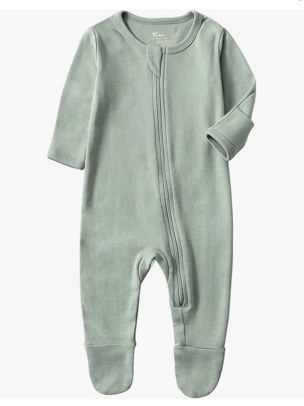 Baby One-Piece Zipper Pajama Sleeper Romper in Sage Green 02 Brand, 0-3 Months